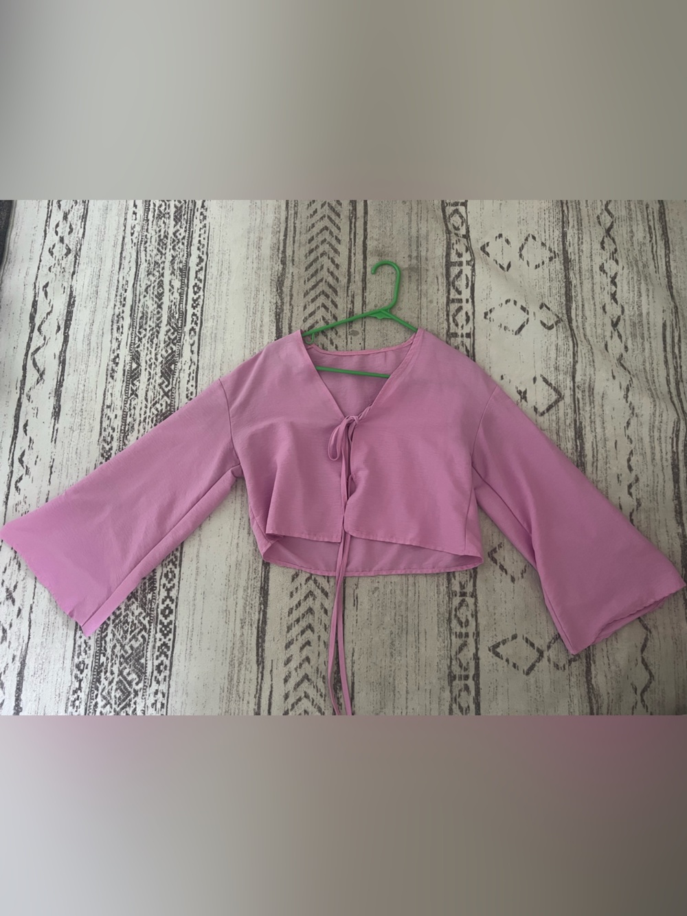 Women's Pink Wrap Top Crop Blouse